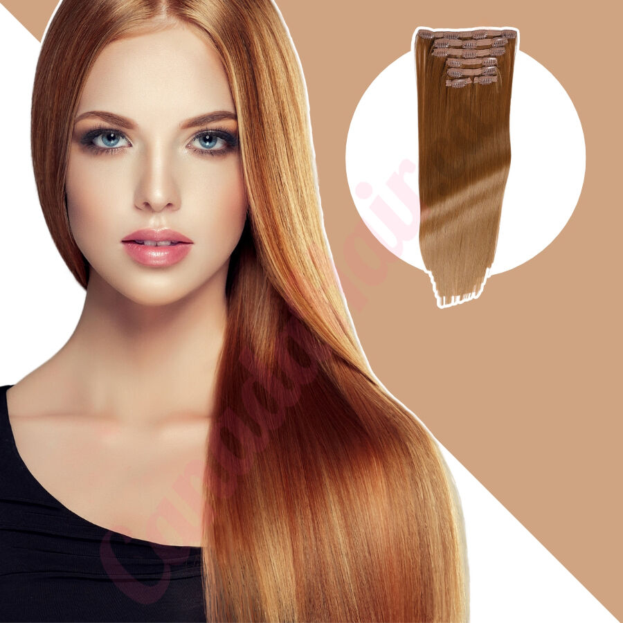 Strawberry Blonde 27 Clip in Hair Extensions Synthetic Hair